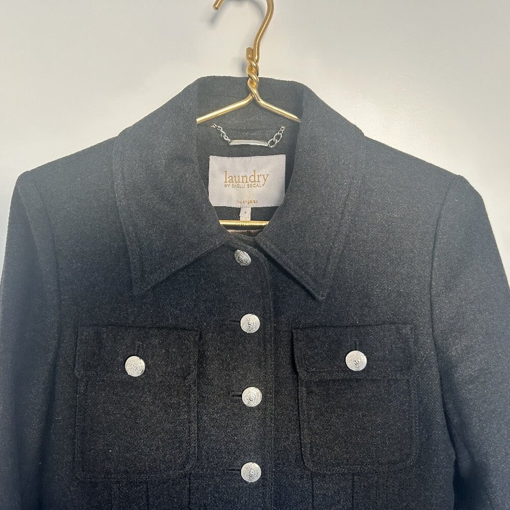 Laundry By Shelli Segal Military Wool Car Coat | Dark Grey size 4